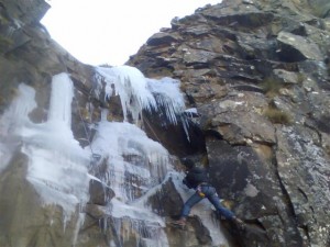 Top roping French Wench. The pillar on the left was also climbed.