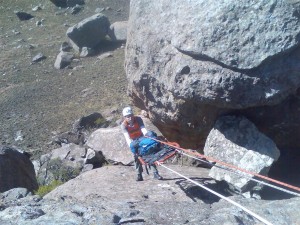 Stretcher lower at Cobham, southern Drakensberg.