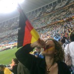 Hannelie blowing a Vuvuzela - A proud Germany supporter for the day!