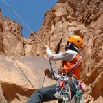 Jordon - the first abseil on Essence of Rum