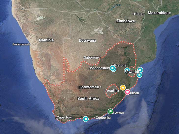 About South Africa - Map of South Africa